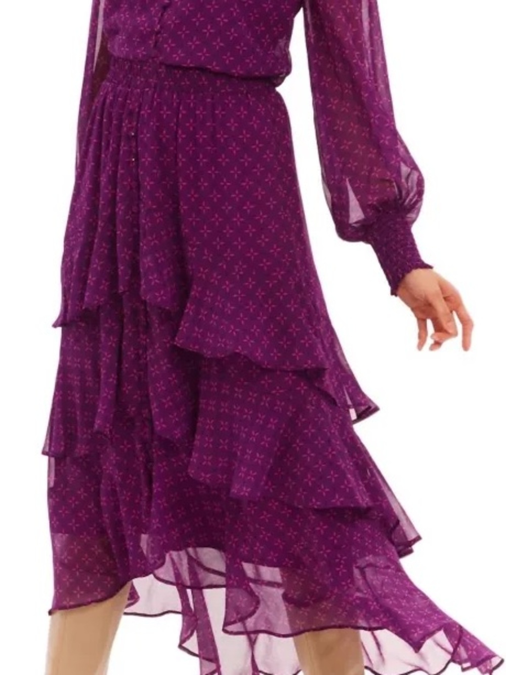 Allison New York Purple Tiered Ruffle Skirt